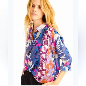 Xirena "PINK BECK" TOP IN SUNSET" Long Sleeve Blouse Size Medium 100% Cotton